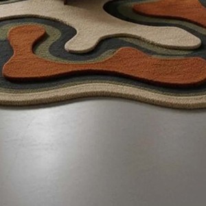 Modern Abstract Area Rug Irregular Shape Hand Tufted Carpet Artistic Neutral Tone <b>Floor</b> Decor for Living Room Bedroom Home Style - Product Image 5