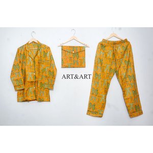 Conjunto de Pijama de Lujo 100% Algodón para Mujer, Ropa de Dormir Suave, Camisa y Pantalones, Ropa de Casa de Algodón Orgánico, Conjunto de Pijama para Damas de Honor - Product Image 1