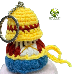 Cute Daisy Flower Crochet Shuttlecock Keychain Handmade Milk Cotton Yarn Badminton Keyring Souvenir Supplier Vietnam Wholesales - Product Image 4