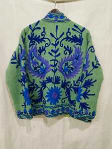 Floral Embroidered <b>Mandarin</b> <b>Collar</b> <b>Jacket</b> Full Sleeve Women's Cotton Handmade Spring Open Front Prairie Chic Style - Product Image 4