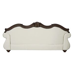 Divano da soggiorno Pierce a 5 cuscini in tessuto beige e finitura ciliegio - Product Image 5