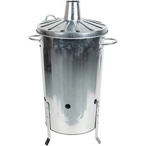 Modern Garden Galvanized Metal Incinerator Fire Burning <b>Bin</b> For Paper Leaves Rubbish Waste Steel Outdoor Burner <b>With</b> <b>Lid</b> On Sale - Product Image 1