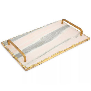 Plateau de service en aluminium très demandé avec poignée en métal doré pour hôtels et restaurants, idéal pour fruits et dattes - Product Image 3