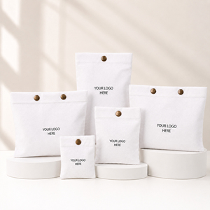 Nouvelles pochettes en coton biologique personnalisées avec fermeture à cordon, sacs d'emballage blancs recyclables pour bijoux, montres, lunettes, bagues, petits cadeaux - Product Image 1