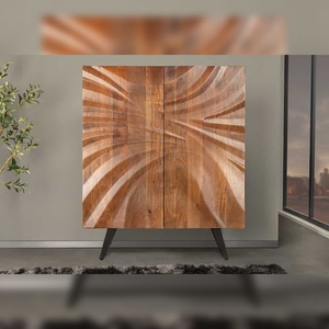 Vandana Nordic Flow Highboard HURRICANE 120cm marrón acacia diseño 3D - Product Image 3