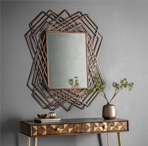 กระจกเงาทองแดงติดผนังกระจกโลหะด้านตกแต่งชายฝั่งบ้านโรงแรมห้องนั่งเล่น - Product Image 1