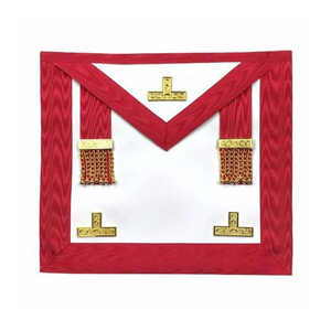 Masonic Worshipful Master Scottish Rite Apron White & <b>Red</b> Adjustable <b>Belt</b> Machine Embroidery Masonic Regalia Scottish Apron - Product Image 1