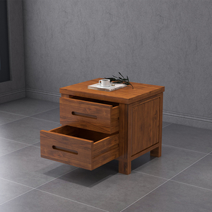 Mesita de Noche Clásica de Teca con 2 Cajones |   Muebles de Dormitorio Duraderos de Madera Sólida Sostenible, Diseñados para una Vida de Confort Refinado - Product Image 3