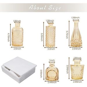 Set di 5 Piccoli Vasi in Vetro Ambrato, Mini Centrotavola Vintage per Matrimoni e Decorazioni da Tavola per Fiori Singoli - Product Image 3