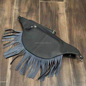 Riñoneras genuinas de diseñador de lujo, riñonera con flecos de cuero de vaca mecanizada a mano, riñonera con bolsillo en la cadera, cinturón para Unisex - Product Image 5