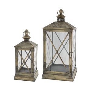 Wholesale Bras Antique Metal <b>Candle</b> Holder <b>Lanterns</b> with Patterned Top for Home and Patio Decorations - Product Image 6