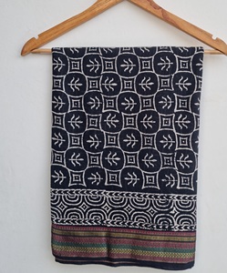 Hand Block Print Zari Border Leaf Pattern Beach Cover Women Boho Wrap Indian <b>Sarong</b> Lightweight Wholesale Resort Wear - Product Image 5
