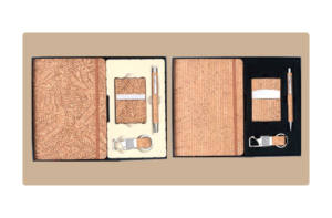 Ensemble cadeau d'affaires en bois écologique avec logo personnalisé, impression UV, emballage en boîte cadeau - Combo carnet, stylo et porte-clés - Product Image 2