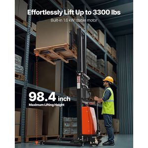 Sollevatore di Pallet Semi-Elettrico con Capacità di Carico di 1500 kg, Altezza di Sollevamento di 244 cm, con Gambe a Forcella, Adatto per il Settore Retail - Product Image 2