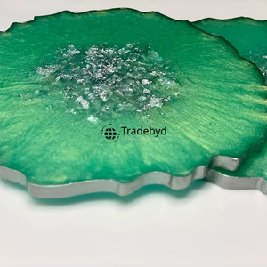 Resin <b>Coasters</b> Artisan Crafted Reusable Tea Coffee <b>Drink</b> <b>Coaster</b> Set Modern Home Decor Tradebyd 4X4 Inch Square Luxury Premium - Product Image 3