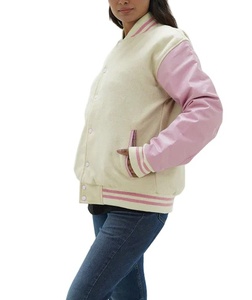 Veste universitaire en laine pour femme 2026 avec broderie personnalisée, manches longues, vêtement d'hiver respirant, grande taille, veste de basketball - Product Image 2