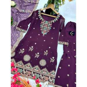 Conjunto de Traje de Fiesta para Mujer de Diseñador con Pantalón Bordado y Dupatta, Elegante Atuendo de Boda - Product Image 3