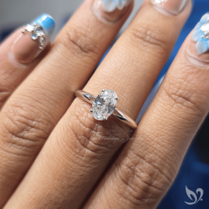 Bague de fiançailles classique ovale solitaire 1 carat certifiée IGI, or 10K, à sangle fendue, minimaliste, pour cadeau de mariage - Product Image 4
