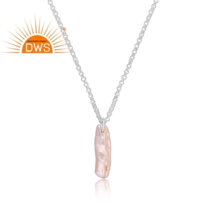 Collier de perles d'eau douce naturelles de qualité supérieure en argent sterling fin avec pendentif en pierre précieuse Fabricant de bijoux personnalisés - Product Image 4
