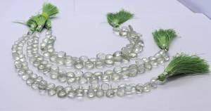 Perles facettées en forme de cœur en améthyste verte naturelle AAA 8x9 mm, pierre précieuse en améthyste verte, briolette en forme de cœur, 8 pouces, pour la création de bijoux - Product Image 3