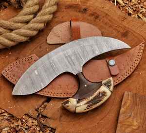 Cuchillo Ulu de Acero de Damasco de Primera Calidad, Cuchillo para Pizza Hecho a Mano, Cuchillo Ulu de Acero Estilo Vikingo OEM con Mango de Madera - Product Image 5