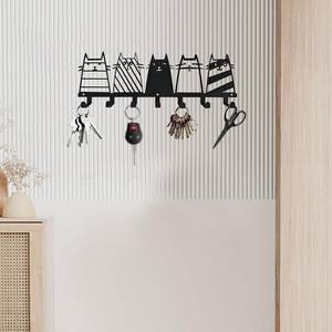 Porta Llaves de Pared de Diseño Simple y Decorativo, de Acero Inoxidable Negro, de un Solo Nivel, Ecológico y Multifuncional - Product Image 4