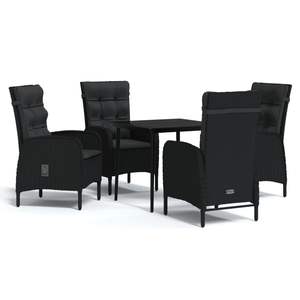 Conjunto de Comedor de Jardín de Ratán PE Negro y Acero con Recubrimiento en Polvo y Vidrio - Product Image 2