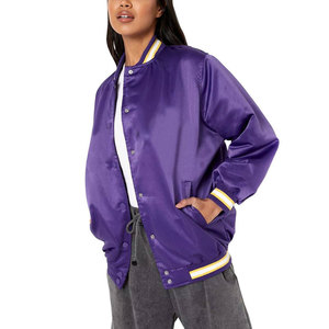Womens Bomber Jacket Hot <b>Sexy</b> Satin Front Zipper Waterproof Eco Friendly Windproof Plus Size Autumn Winter Wholesale Solid - Product Image 1