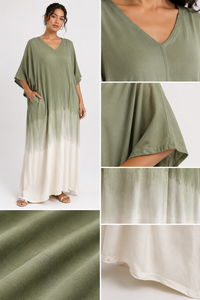 Vestido Maxi Kaftan Bohemio con Cuello en V y Tie Dye para Mujer, Corte Moderno, Cintura Natural, Ecológico, para Todas las Temporadas, Ropa de Playa y Resort - Product Image 5