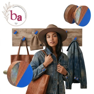 Tirador y Pomo para Cajón Moderno, Redondo, de Madera, Resina y Metal, Ecológico, Multifuncional y Duradero, Color Azul, para Uso en Hogar y Oficina - Product Image 6