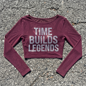 Women Rhinestone Crop <b>Top</b> Crew-Neck Casual Letter Print Rhinestone Knitted 100% Polyester Quick Dry See Through Crop Shirt - Product Image 1