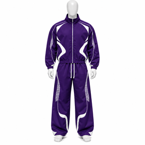 Conjunto deportivo cortavientos de talla grande hecho a medida, 100% poliéster, ligero, transpirable, de secado rápido, de dos piezas para hombre - Product Image 2