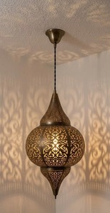 Golden Finish <b>Moroccan</b> Metal Lantern Handmade Hanging Candle Lamp for Luxury Interior Home <b>Decor</b> - Product Image 1
