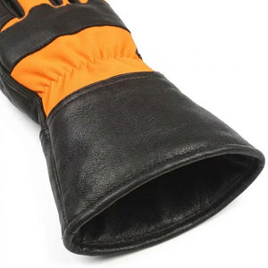 Gants de travail de sécurité robustes en cuir de vachette pour la construction et l'industrie, avec doublure en tissu polaire de coton perforé au dos, confortables - Product Image 6