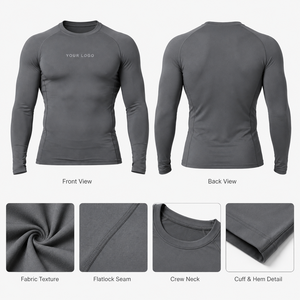Camiseta de Compresión de Manga Larga para Hombre, Diseño de Cuello Alto, Forro Térmico de Felpa, Secado Rápido, Transpirable, OEM - Product Image 1