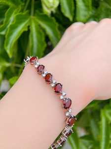 Natural Deep Red <b>Garnet</b> Tennis <b>Bracelet</b> Sterling Silver Adjustable January Birthstone Dainty Elegant Jewelry Gift For Her - Product Image 4