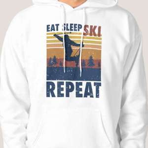 Premium Ski Hoodie Eat Sleep Ski <b>Repeat</b> Retro Sunset Graphic Winter Sports Sweatshirt Unisex Thermal Warm Snowboarding Pullover - Product Image 6