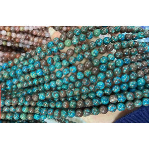 ลูกปัดคริสตัลธรรมชาติคุณภาพสูง ทนทาน ทำจากหินคริสโซคอลลา ร้อยเป็นเส้น งานแฮนด์เมด พิมพ์ลายดิจิทัล เครื่องประดับแฟชั่น ฮวงจุ้ย - Product Image 2