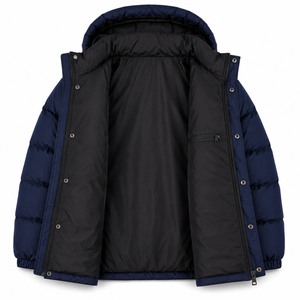 Blouson matelassé à capuche sérigraphié, imperméable, en polyester, avec large matelassage et poches à rabat, manteau streetwear d'hiver – Fournisseur - Product Image 5