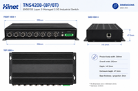 EN50155 Switch POE Gestionado de Capa 3 de 8 Puertos 2.5G M12, SNMP QoS, Red Industrial, Montaje en Pared, IP40, IEEE802.3at/bt, Capacidad de 40Gbs