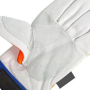 Guantes de Trabajo de Seguridad para Mecánicos, de Piel de Cabra Resistente, con Banda Reflectante y Palma Acolchada, Cierre de Muñeca Ajustable - Product Image 5
