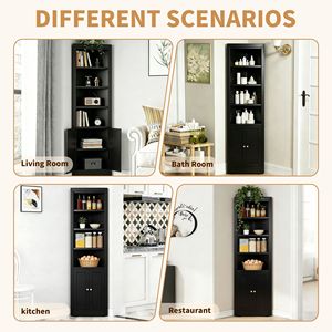 Gabinete de Almacenamiento Esquinero de 71 Pulgadas de Alto con 2 Puertas y 5 Estantes Ajustables, Gabinete de Cocina Metálico Independiente - Product Image 3
