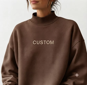 Sweat-shirt oversize en molleton à col montant pour femme, style streetwear hiver uni, avec tissu brossé doux, ourlet côtelé et manches longues - Product Image 1