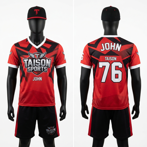 TAISON SPORTS 360 Grams Eco-Friendly Moisture Wicking Polyester Unisex Roller Skating Uniform Red Black Panel Design Custom - Product Image 1