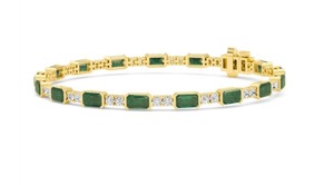 Pulsera de Oro Amarillo de 9K con Esmeraldas Cultivadas en Laboratorio y Diamantes Alternados, 6.53 CTW, 7 Pulgadas - Product Image 2