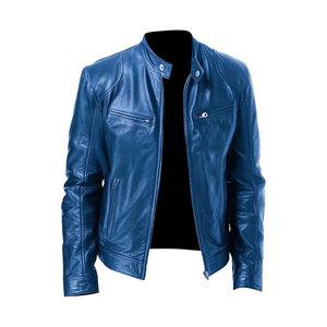Blouson moto en cuir PU bordeaux pour homme, col rabattu, fermeture éclair, coupe ajustée, manches classiques, couleur unie, idéal pour l'automne - Product Image 5
