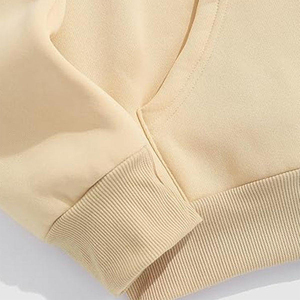 Hoodie Unisexe Minimaliste Streetwear Crème Abricot en Polaire Oversize avec Imprimé Paris, Mélange de Coton, Poche Kangourou - Product Image 5