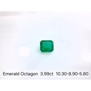 Piedra preciosa suelta facetada de corte octogonal de esmeralda natural de 3,99 quilates, color verde intenso, alta claridad, para la elaboración de joyería fina - Product Image 1