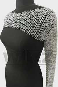 Body asymétrique en acier inoxydable plaqué argent, style armure de mode en maille - Product Image 5
