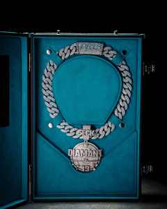 Collier de luxe en argent 925 massif et tendance pour homme, avec moissanite VVS certifiée, serti griffe, plaqué rhodium, style hip-hop personnalisé et entièrement pavé de pierres - Product Image 1